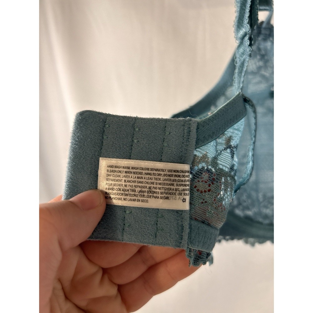 Wacoal Embrace Lace 32DDD Embroidered Underwire Bra Teal Floral 65191 - Picture 9 of 11